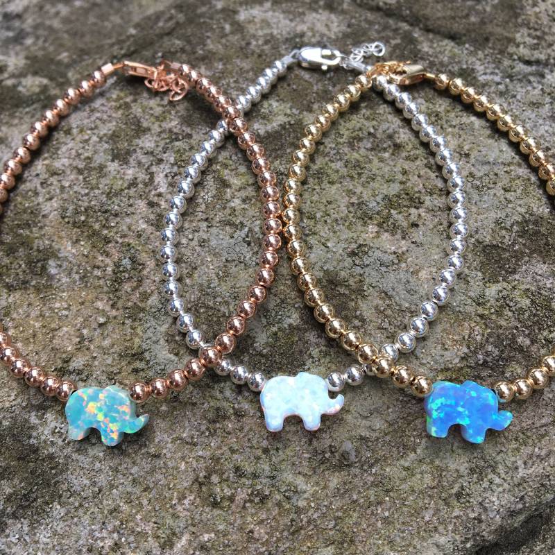 Elefant Opal Armband in Weiß Rosa Petrol Licht Blau Marine Oder Mint Auf Einem Sterling Silber Gold Gefüllt Rose Perlen Elefant Opal Armband in Weiß Rosa Petrol Licht Blau Marine Oder Mint Auf Einem Sterling Silber Gold Gefüllt Rose Perlen von OurWholeHeart