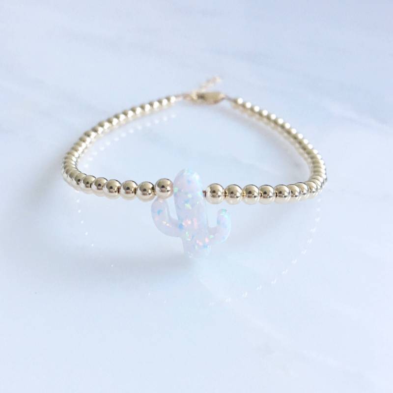 Kaktus Opal Perlen Armband in Weiß Oder Grün Mit Sterling Silber Gold Filled Roségold Perlen, Schmuck Kaktus Opal Perlen Armband in Weiß Oder Grün Mit Sterling Silber Gold Filled Roségold Perlen, Schmuck von OurWholeHeart