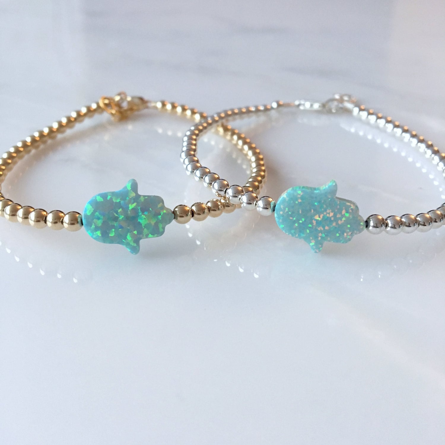Mint Grün Opal Hamsa Perlen Armband, Hamsa, Schmuck, Grüne Mint Grün Opal Hamsa Perlen Armband, Hamsa, Schmuck, Grüne von OurWholeHeart