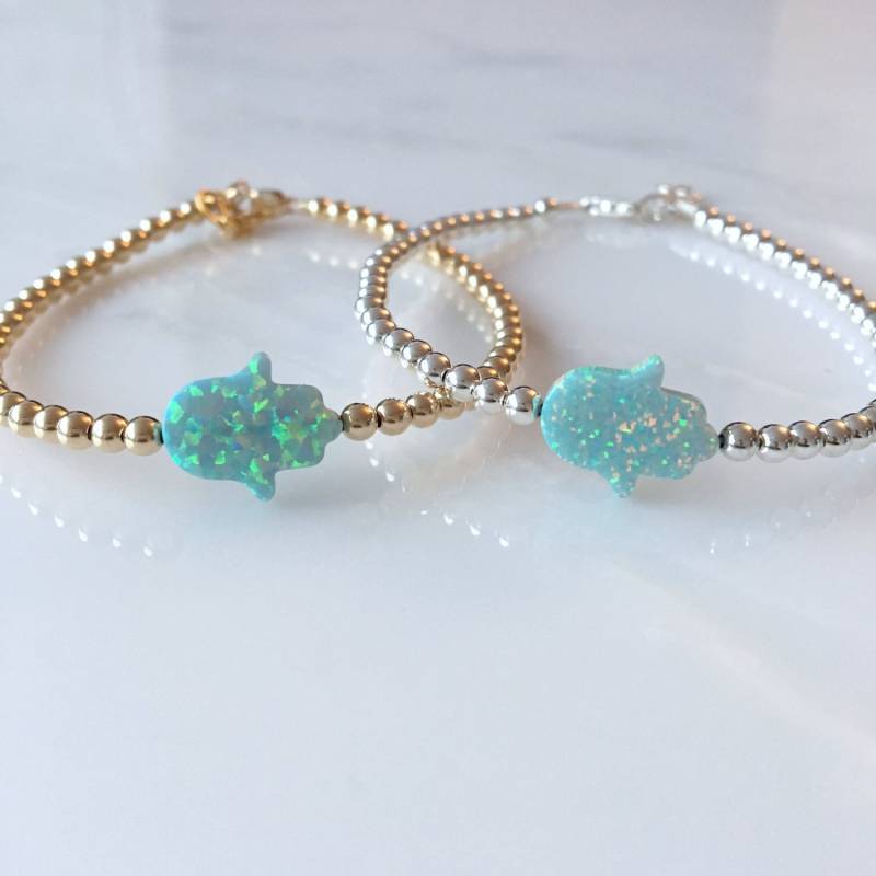 Mint Grün Opal Hamsa Perlen Armband, Hamsa, Schmuck, Grüne Mint Grün Opal Hamsa Perlen Armband, Hamsa, Schmuck, Grüne von OurWholeHeart