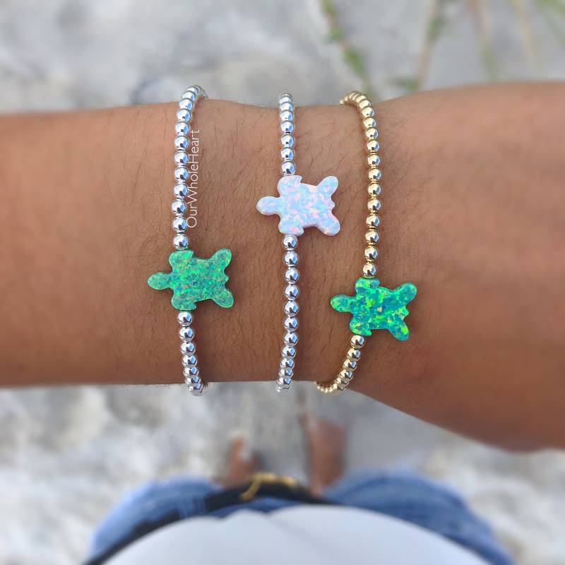 Schildkröten Opal Perlen Armband in Weiß Oder Grün Mit Sterling Silber Gold Filled Rosegold Filled Perlen, Schmuck Schildkröten Opal Perlen Armband in Weiß Oder Grün Mit Sterling Silber Gold Filled Rosegold Filled Perlen, Schmuck von OurWholeHeart