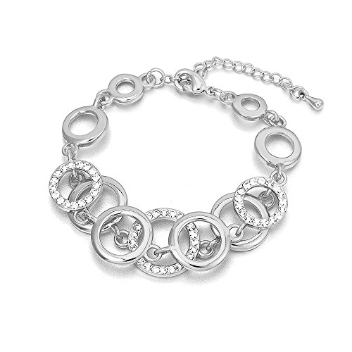 Armband für Frauen, Ringe Kettenarmband für Mädchen Gold und Silber überzogene Charm Armband Paare Freunde Armreif mit Kristall (Versilbert) von Ouran