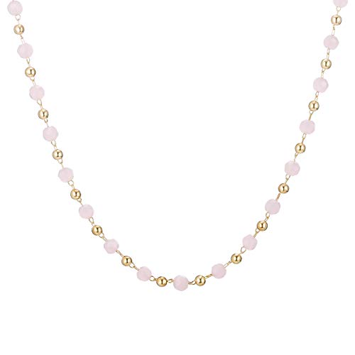 Charm Choker Halsketten für Frauen, hypoallergene vergoldete Kette mit bunter Perlenkette Großes Geschenk für Freunde (Pink) von Ouran