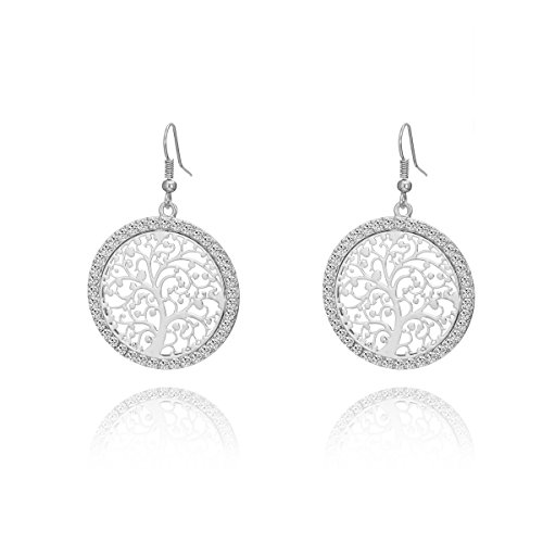 Damen-Ohrhänger Celtic Tree of Life in Roségold. Strass-Ohrring mit Kristallsteinen Placcato Argento von Ouran