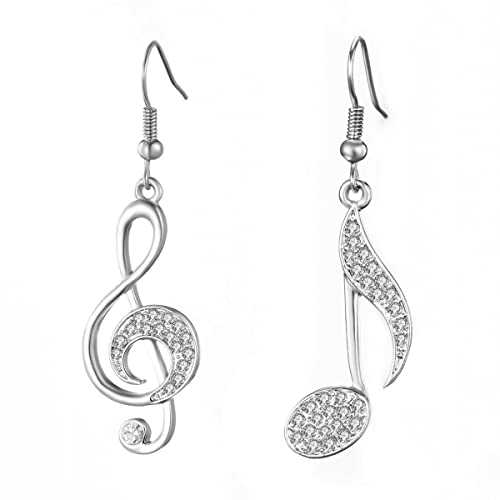 Musik Note baumeln Ohrring für Damen, Hypoallergen Rose Gold und Silber plattiert Tropfen Ohrring mit Kristall-Schmuck-Geschenk für Freunde (Versilbert) Musik Note baumeln Ohrring für Damen, Hypoallergen Rose Gold und Silber plattiert Tropfen Ohrring mit Kristall-Schmuck-Geschenk für Freunde (Versilbert) von XIYINTA
