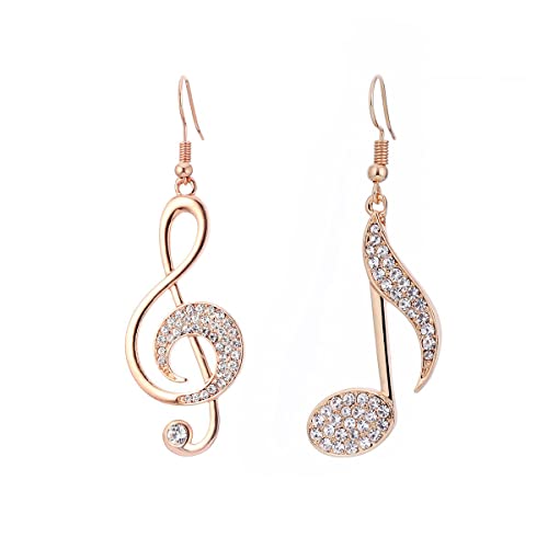 XIYINTA Musik Note baumeln Ohrring für Damen, Hypoallergen Rose Gold und Silber plattiert Tropfen Ohrring mit Kristall-Schmuck-Geschenk für Freunde (Roségold) XIYINTA Musik Note baumeln Ohrring für Damen, Hypoallergen Rose Gold und Silber plattiert Tropfen Ohrring mit Kristall-Schmuck-Geschenk für Freunde (Roségold) von XIYINTA