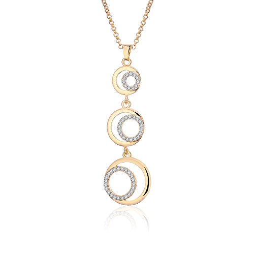 Halskette für Frauen, Ringe Kette Anhänger Halskette für Mädchen Lange Halskette Gold und Silber Halskette mit CZ Crystal (Vergoldet) von Ouran
