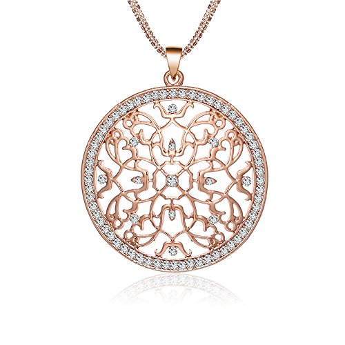 Ouran Lange Halskette für Frauen, Geometrische Anhänger Halskette für Mädchen Gold Oder Silber Kette Halskette mit CZ Crystal (Versilbert) von Ouran