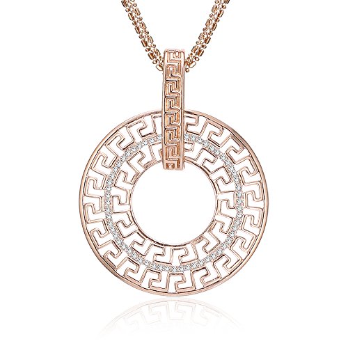 Ouran Lange Halskette für Frauen, Geometrische Anhänger Halskette für Mädchen Rose Gold und Silber Halskette mit CZ Crystal Kette Halskette (Versilbert) von Ouran