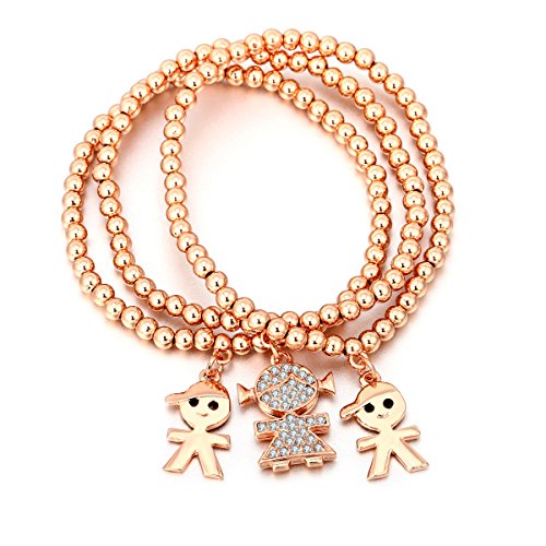 Charm Armband für Frauen, Stretch-Kette Armreif Gold oder Silber Armreif für die Freundschaft (Roségold) von Ouran