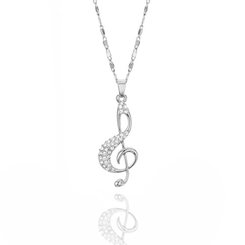 Choker Halskette für Frauen, Musiknote Anhänger Halskette mit Brilliant Crystal für Mädchen Lange Kette Strass Halskette Glänzende Zirkonia Halskette (Versilbert) von Ouran