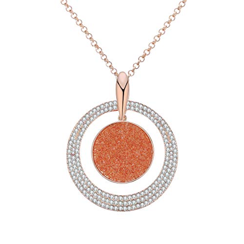 Ouran Damen Halskette mit Anhänger, Silber, Roségold, lange Kette mit schwarzem Diamant und Kristall, personalisierte Halskette für beste Freunde, Kristall, Zirkonia von Ouran