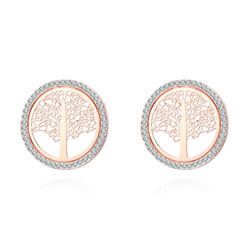 Ouran Damen Mädchen Weiblich. Mutter Freundin - Gold and Silver Plated Earring Silber Rund Farblos Kristall von Ouran