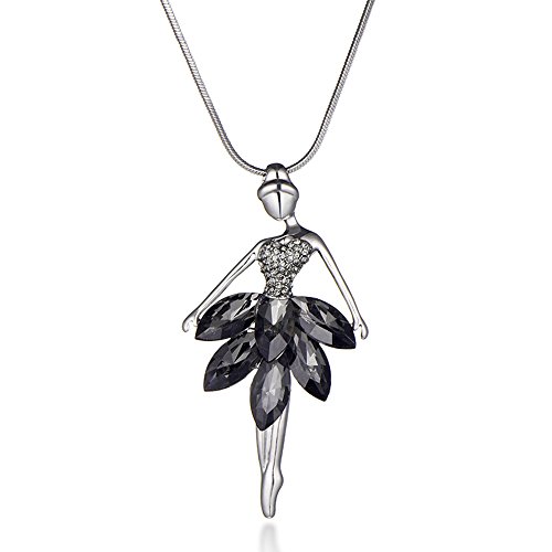 Ouran Modische Halskette für Frauen, Ballerina-Halskette mit glänzendem Kristall für Mädchen, lange Kette, glänzende Halskette mit Strass, Metall Kristall, Strass von Ouran