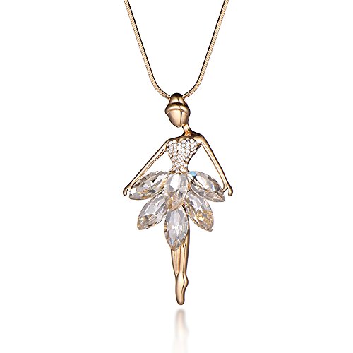 Mode Halskette für Frauen, Ballerina Halskette Anhänger mit glänzenden Kristall für Mädchen Lange Kette Halskette Glänzend Strass Halskette, Strass Kristall, Strass von Ouran