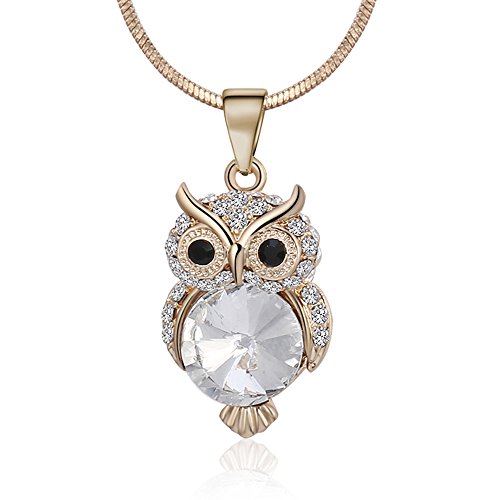 Ouran Lange Halskette für Frauen, Eule Anhänger Halskette für Mädchen Rose Gold und Silber Halskette mit CZ Crystal Choker Halskette (Vergoldet) von Ouran