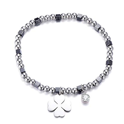 Ouran Stretch-Perlen-Armbänder für Frauen, Charm-Anhänger, Edelstahl, mit Kristall-Elastikschnur, Handgelenk-Armband, Geschenke für Freunde, 17.27 cm, Kristall, Zirkonia von Ouran
