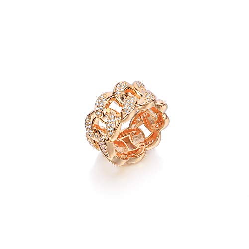 Ringe für Frauen, Roségold und versilbert mit glänzendem Zirkonkristall versprechen Verlobungs-Ewigkeits-Ehering (Vergoldet, 56 (17.8)) von Ouran