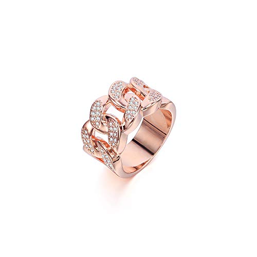 Versprechen Ringe für Damen, Roségold und versilbert mit Zirkonia Kristall Verlobung Ewigkeit Ehering (Roségold, 53 (16.9)) von Ouran