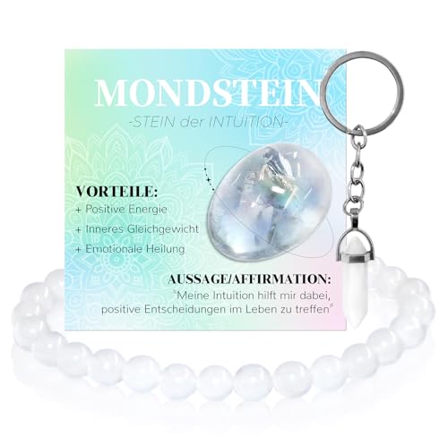 Ourdort Naturstein Armband Damen, Armband mit Kartensteinen, Edelstein Schlüsselanhänger, Edelstein Perlen für Frauen, Geschenke für Frauen, Geschenk für Tochter Mutter Schwester von Ourdort