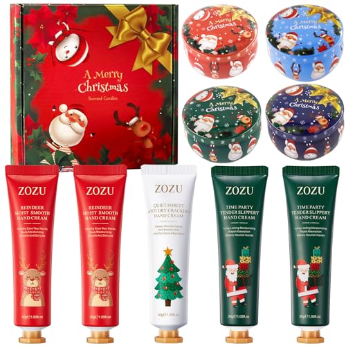 Handcreme Weihnachtsgeschenke Set, Mini Handcreme Set, Duftkerzen Geschenkset Geburtstagsgeschenk, Geschenke für Frauen, Kleine Geschenke Weihnachten, für Mitarbeiter, Adventskalender 2025 von Ourdort