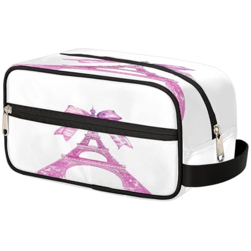 Ourtheme Reise-Kulturbeutel für Damen und Herren, Schleifenknoten, Eiffelturm, faltbar, wasserabweisend, Rasiertasche für Toilettenartikel, Kosmetik, Reise-Organizer von Ourtheme
