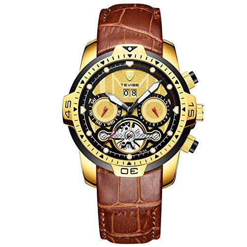 Ourui Armbanduhren,Tourbillon Automatic Mechanical Watch wasserdichte Freizeituhr, Ganz In Gold von Ourui