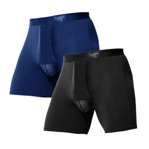 Ouruikia 2/4er Pack Herren Boxershorts Lange Bein Unterwäsche Separate Unterhosen Bequeme Trocken Retroshorts Gr.S-2XL, 2er Pack-Schwarz+Blau, M Ouruikia 2/4er Pack Herren Boxershorts Lange Bein Unterwäsche Separate Unterhosen Bequeme Trocken Retroshorts Gr.S-2XL, 2er Pack-Schwarz+Blau, M von Ouruikia