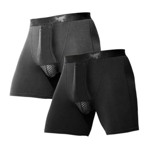 Ouruikia 2/4er Pack Herren Boxershorts Lange Bein Unterwäsche Separate Unterhosen Bequeme Trocken Retroshorts Gr.S-2XL, 2er Pack-Schwarz+Grau, XL Ouruikia 2/4er Pack Herren Boxershorts Lange Bein Unterwäsche Separate Unterhosen Bequeme Trocken Retroshorts Gr.S-2XL, 2er Pack-Schwarz+Grau, XL von Ouruikia
