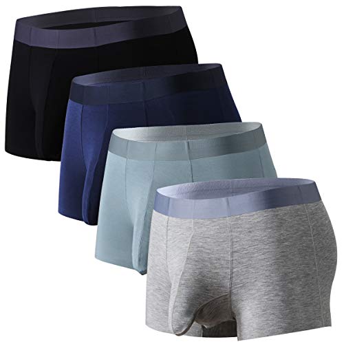 Ouruikia Herren Boxer Shorts Unterwäsche Modal Boxershorts Unterhosen Retroshorts Trunks Men mit Separater Tasche, 4 Farben, Small von Ouruikia