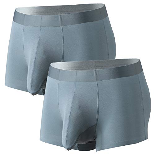 Ouruikia Herren Boxer Shorts Unterwäsche Modal Boxershorts Unterhosen Retroshorts Trunks Men mit Separater Tasche, Hellgrün (2 Packungen), Large von Ouruikia