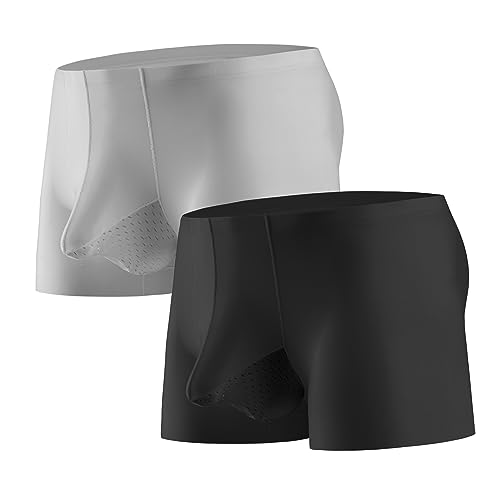 Ouruikia Herren Boxershorts Eisige Seide Transparente Retroshorts Schnell Trocknende Lithe Männer Unterhosen Unterwäsche mit Separat Beutel, 2er Pack, Schwarz/Grau, L Ouruikia Herren Boxershorts Eisige Seide Transparente Retroshorts Schnell Trocknende Lithe Männer Unterhosen Unterwäsche mit Separat Beutel, 2er Pack, Schwarz/Grau, L von Ouruikia