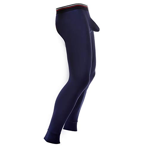 Ouruikia Herren Thermounterwäsche Hose Thermohose Lange Unterhose mit separatem Beutel, blau, S von Ouruikia