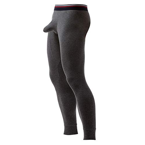 Ouruikia Herren Thermounterwäsche Hose Thermohose Lange Unterhose mit separatem Beutel, dunkelgrau, Mittel von Ouruikia