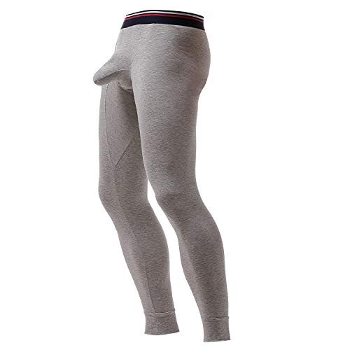 Ouruikia Herren Thermounterwäsche Hose Thermohose Lange Unterhose mit separatem Beutel, hellgrau, Mittel von Ouruikia