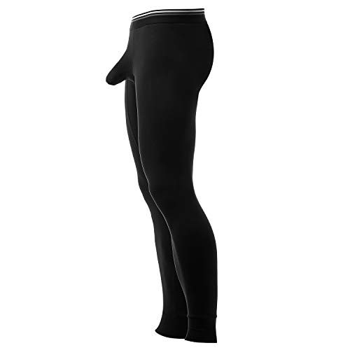 Ouruikia Herren Thermounterwäsche Hose Thermohose Lange Unterhose mit separatem Beutel, schwarz, Klein von Ouruikia