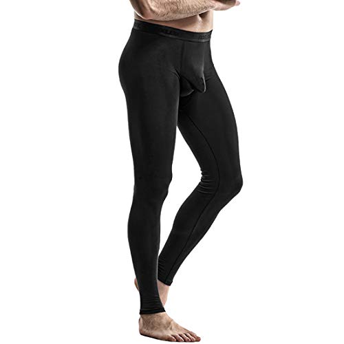 Ouruikia Herren Thermounterwäsche Thermohose Lange Unterhose Thermohose 2 in 1, Schwarz, M von Ouruikia