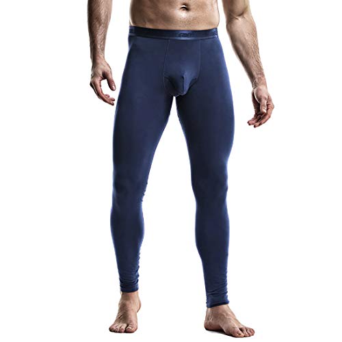 Ouruikia Herren Thermounterwäsche Thermohose Lange Unterhose Thermohose 2 in 1, blau, L von Ouruikia