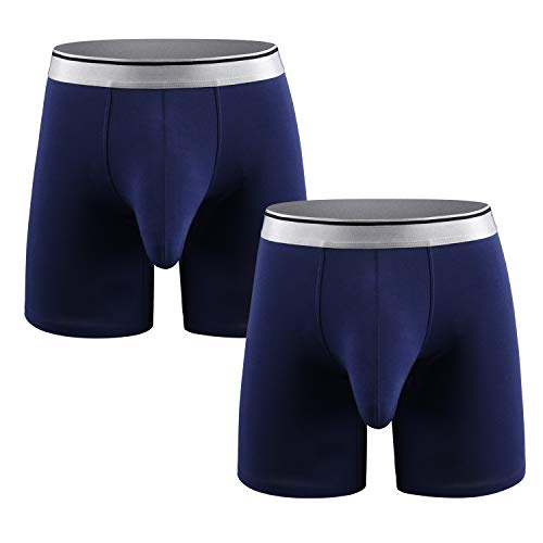 Ouruikia Herren Unterwäsche Baumwolle Boxershorts Langes Bein Boxershorts Schwarze Mehrfarbig Unterhos Boxer mit Separater Tasche - Blau - Medium Ouruikia Herren Unterwäsche Baumwolle Boxershorts Langes Bein Boxershorts Schwarze Mehrfarbig Unterhos Boxer mit Separater Tasche - Blau - Medium von Ouruikia