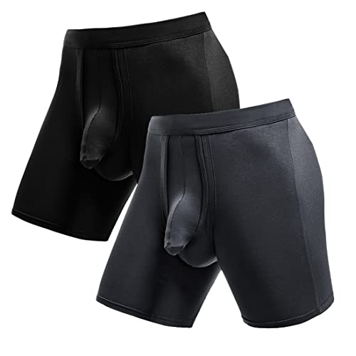 Ouruikia Herren Unterwäsche Boxershorts Anti-Scheuern Langes Bein Herren Boxershorts Tagless Boxershorts Separate Tasche, 2er-Pack, schwarz/grau, L Ouruikia Herren Unterwäsche Boxershorts Anti-Scheuern Langes Bein Herren Boxershorts Tagless Boxershorts Separate Tasche, 2er-Pack, schwarz/grau, L von Ouruikia
