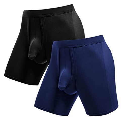 Ouruikia Herren Unterwäsche Boxershorts Anti-Scheuern Langes Bein Herren Boxershorts Tagless Boxershorts Separate Tasche, 2er-Pack-schwarz/Marineblau, M Ouruikia Herren Unterwäsche Boxershorts Anti-Scheuern Langes Bein Herren Boxershorts Tagless Boxershorts Separate Tasche, 2er-Pack-schwarz/Marineblau, M von Ouruikia