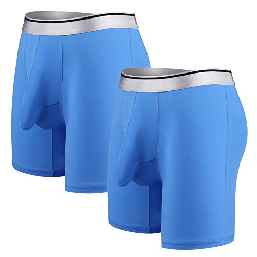 Ouruikia Herren-Unterwäsche Seidig Glatt Boxershorts Langes Bein Schnelltrocknend Boxershorts mit Separater Tasche S Blau von Ouruikia
