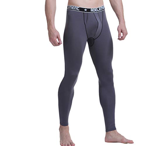 Ouruikia Thermounterwäsche Herren Modal Lange Thermohosen Hält Warm Weich Winter Kälteschutz Soprtsleggings, Grau, M von Ouruikia