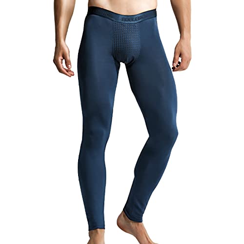 Ouruikia Thermounterwäsche Herren Modal Lange Thermohosen Magnetic Winter Kälteschutz Base Layer Tiefe Taille, Blau, L von Ouruikia