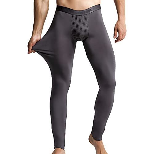 Ouruikia Thermounterwäsche Herren Modal Lange Thermohosen Magnetic Winter Kälteschutz Base Layer Tiefe Taille, Grau, L von Ouruikia