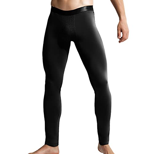 Ouruikia Thermounterwäsche Herren Modal Lange Thermohosen Magnetic Winter Kälteschutz Base Layer Tiefe Taille, Schwarz, XL von Ouruikia