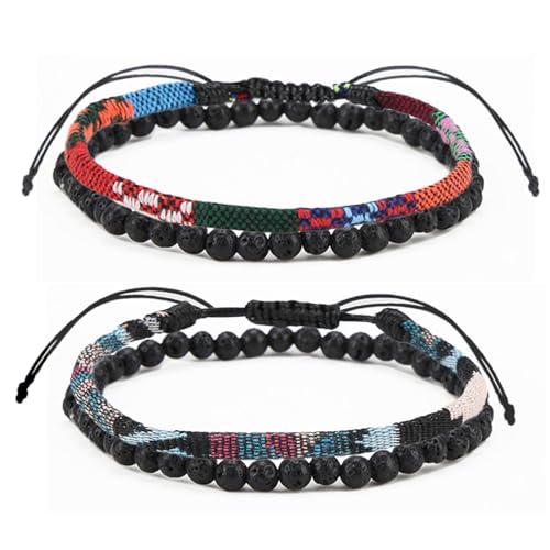 2 Stück Handgeflochtenes Armband, Männer Surfer Armband, Böhmische Handgemachte Perlenarmband, Outdoor Frauen Armband, Hippie Sommer Strand Schmuck, Chakra Perlen Armband, Urlaub Accessoires von OusSee