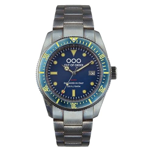 Out of Order Blue Auto Stahl Datum Vintage Ruiniert Herren Uhr von Out of Order