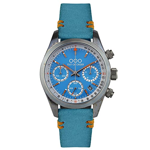 Out of Order Sporty Chronograph Stahl Hybrid Mekka-Quarz hellblau Datum Saphir Herren Uhr, Armband von OOO - Out of Order