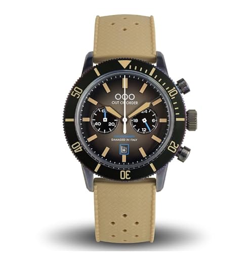 Out of Order Sand Pilot Chronograph Quarz Stahl Sand Schwarz Datum Herrenuhr, Schwarz , Armband von OOO - Out of Order